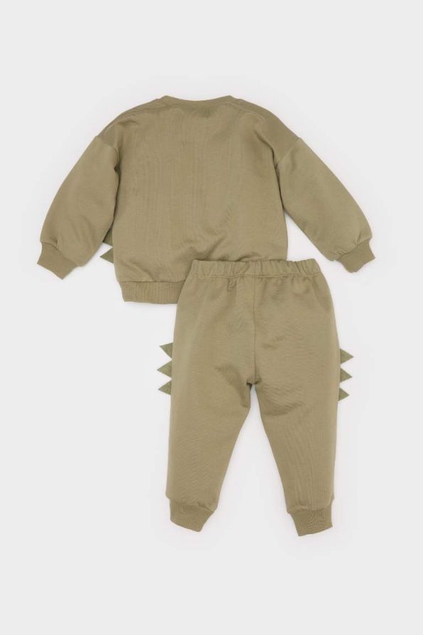 Boys' 2-Piece Dinosaur Print Sweatshirt with Elastic Waist Pants