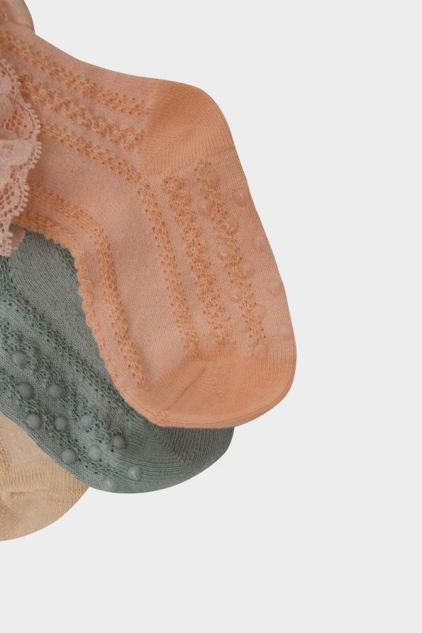 Non-Slip Sole 3-Pack Cotton Long Socks for Baby Girls