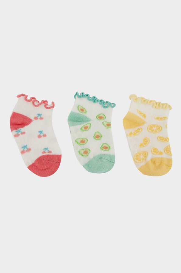 Ruffled Cotton Socks for Baby Girls - Set of 3
