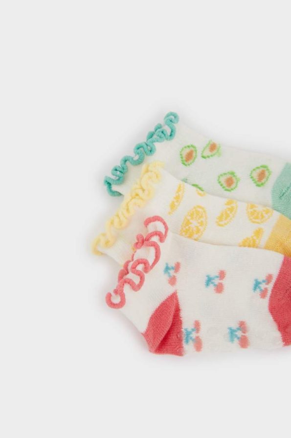 Ruffled Cotton Socks for Baby Girls - Set of 3