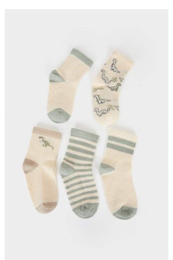 Boys' Non-Slip Sole Cotton Long Socks - Set of 5