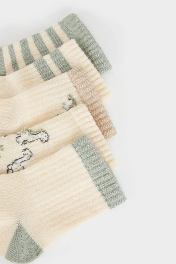 Boys' Non-Slip Sole Cotton Long Socks - Set of 5