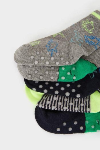 Boys' Non-Slip Cotton Long Socks - Set of 5