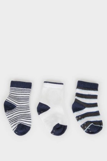 Boys' Non-Slip Sole Cotton Long Socks - Set of 3