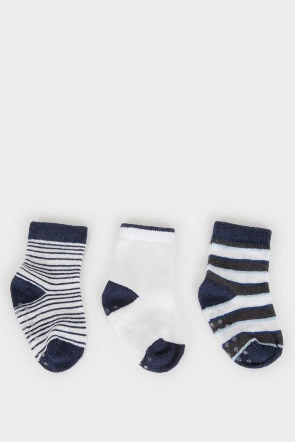 Boys' Non-Slip Sole Cotton Long Socks - Set of 3