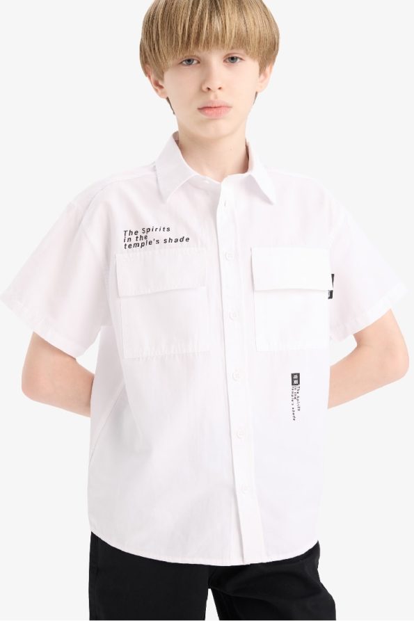 Boys' Oversized Fit Printed Short Sleeve Polo Shirt