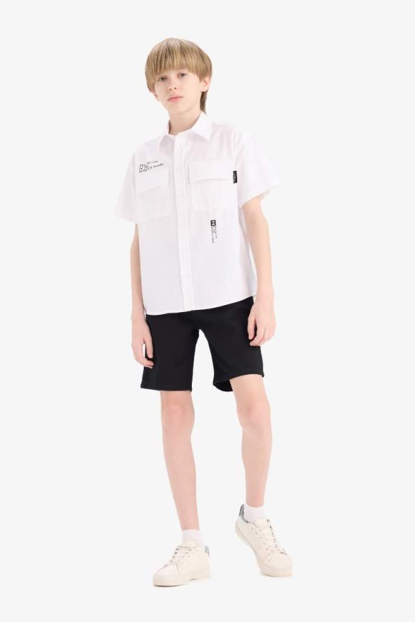 Boys' Oversized Fit Printed Short Sleeve Polo Shirt