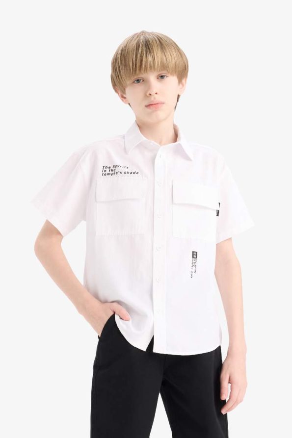Boys' Oversized Fit Printed Short Sleeve Polo Shirt