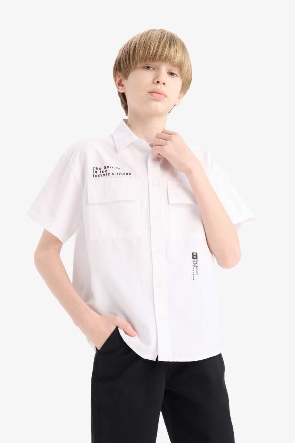 Boys' Oversized Fit Printed Short Sleeve Polo Shirt