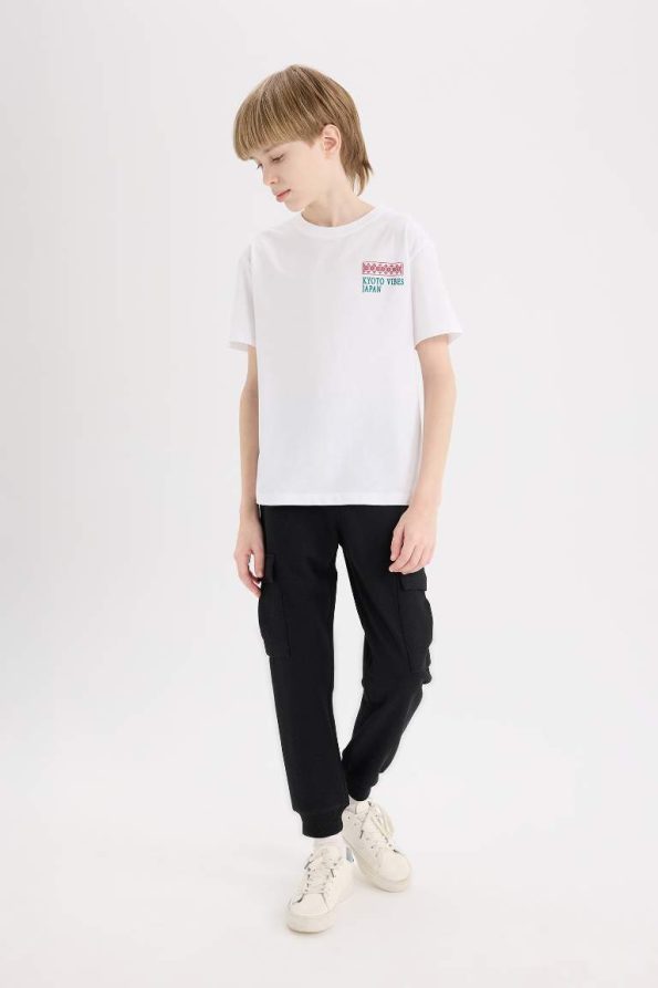Boys' Short Sleeve Crew Neck T-Shirt with Back Print