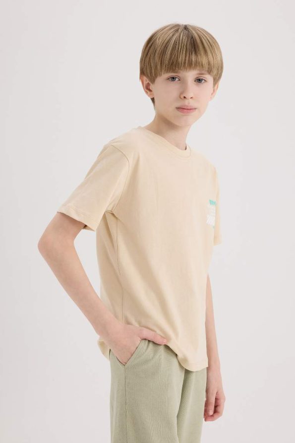Boys' Short Sleeve Bicycle Neck Printed T-Shirt