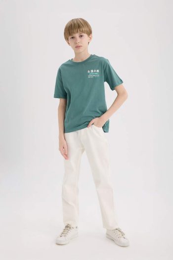 Boys' Short Sleeve Crew Neck T-Shirt with Back Print