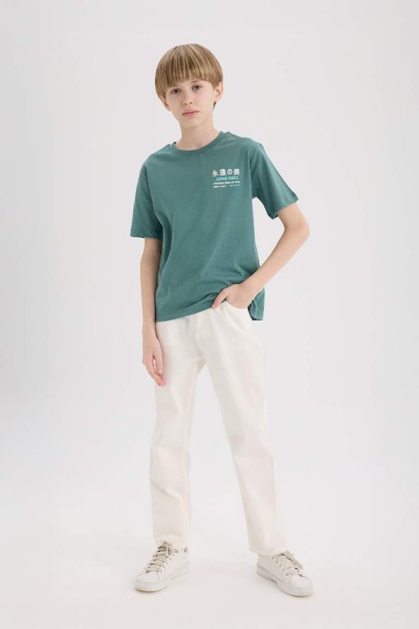 Boys' Short Sleeve Crew Neck T-Shirt with Back Print
