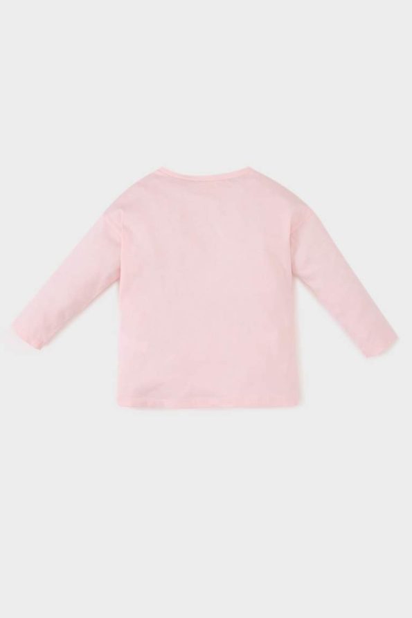 Girls' Printed Long Sleeve T-Shirt with Crew Neck