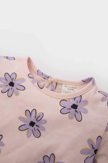 Flower Pattern Long Sleeve Dress for Baby Girls