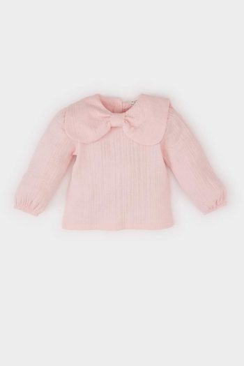 Girls' Baby Large Collar Muslin Long Sleeve Shirt