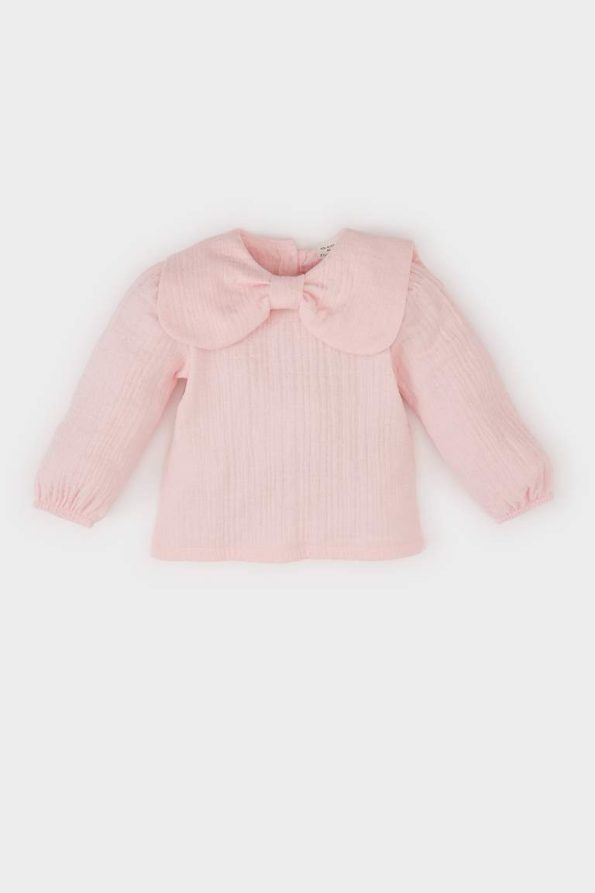 Girls' Baby Large Collar Muslin Long Sleeve Shirt