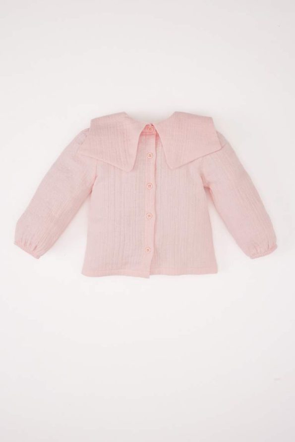 Girls' Baby Large Collar Muslin Long Sleeve Shirt