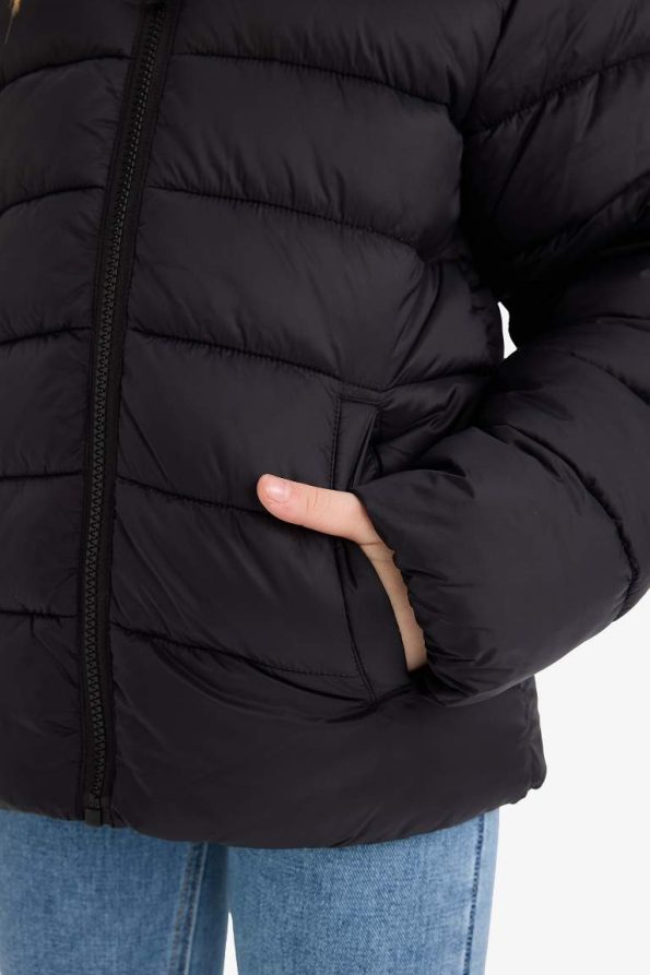 Girls' Water-Resistant Hooded Zippered Puffer Jacket