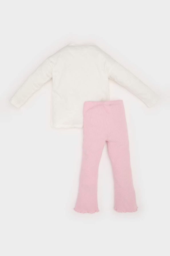 Girls' Baby 2-Piece Set with Leopard Print Long Sleeve T-Shirt and Elastic Waist Leggings