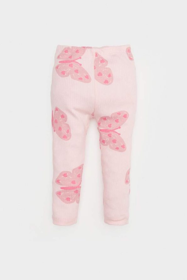 Girls' Butterfly Patterned Ribbed Leggings