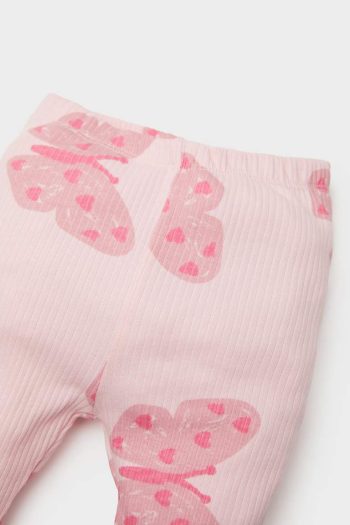Girls' Butterfly Patterned Ribbed Leggings
