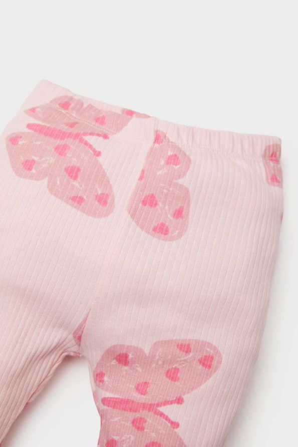 Girls' Butterfly Patterned Ribbed Leggings