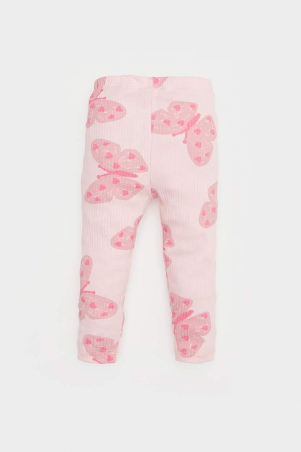 Girls' Butterfly Patterned Ribbed Leggings