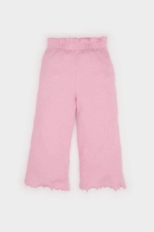Girls' Baby Wide Leg Ribbed Cotton Pants
