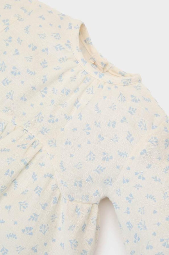 Girls' Baby 2-Piece Floral Muslin Long Sleeve Blouse and Wide Leg Pants Set