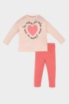 Girls' Baby 2-Piece Set with Heart Print Long Sleeve T-Shirt and Elastic Waist Bottoms
