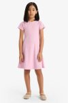 Girls' Short Sleeve A-Line Basic Ribbed Dress