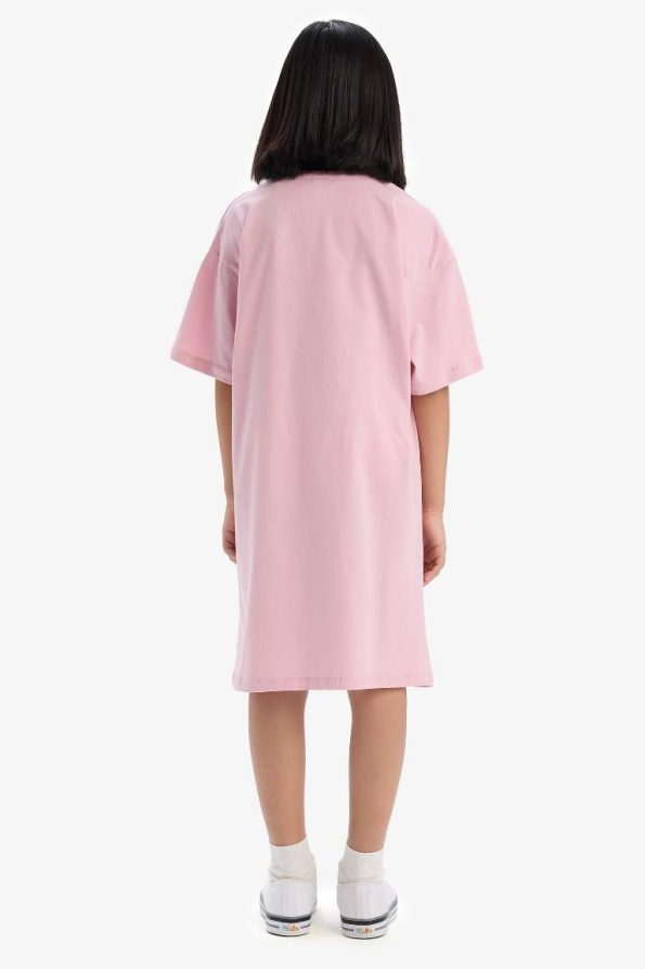 Girls' Oversized Wide Fit Printed Short Sleeve Summer Dress