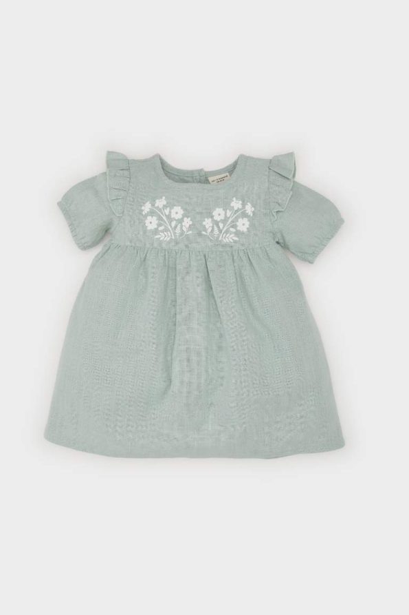 Girls' Short Sleeve Flannel Poplin Dress