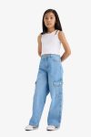 Girls' Wide Leg Cargo Jeans