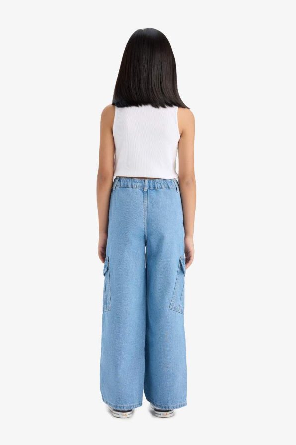 Girls' Wide Leg Cargo Jeans