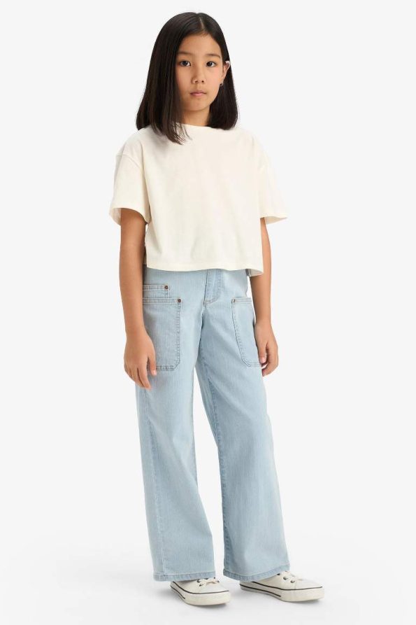 Girls' Paperbag Wide Leg Cargo Jeans