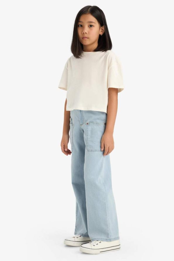Girls' Paperbag Wide Leg Cargo Jeans