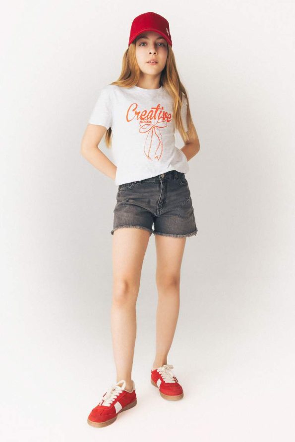 Girls' Printed Short Sleeve Crew Neck T-Shirt