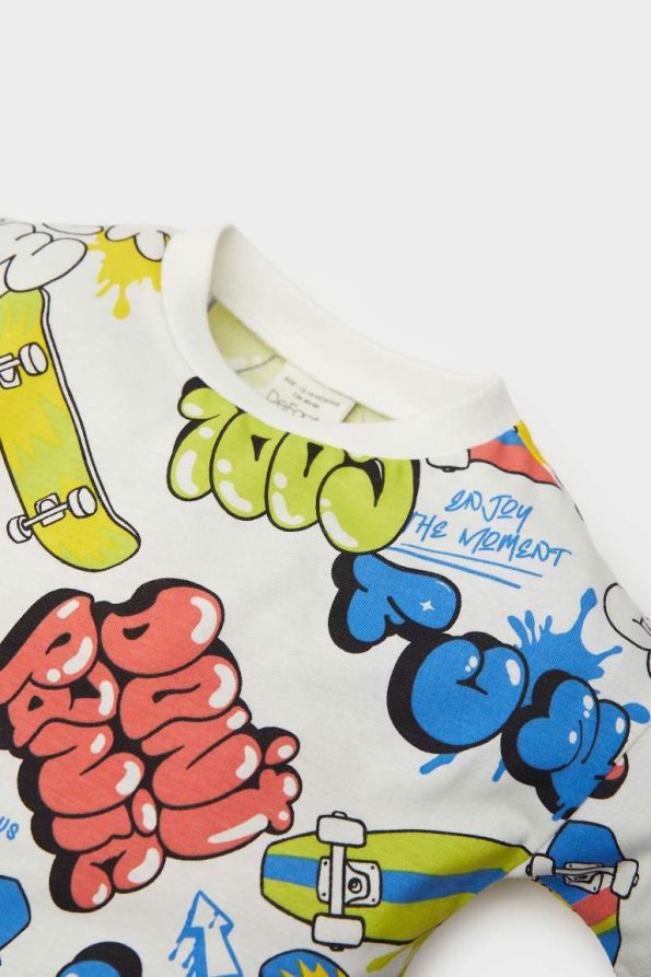 Boys' 2-Piece Skate Print Short Sleeve T-Shirt and Elastic Waist Shorts