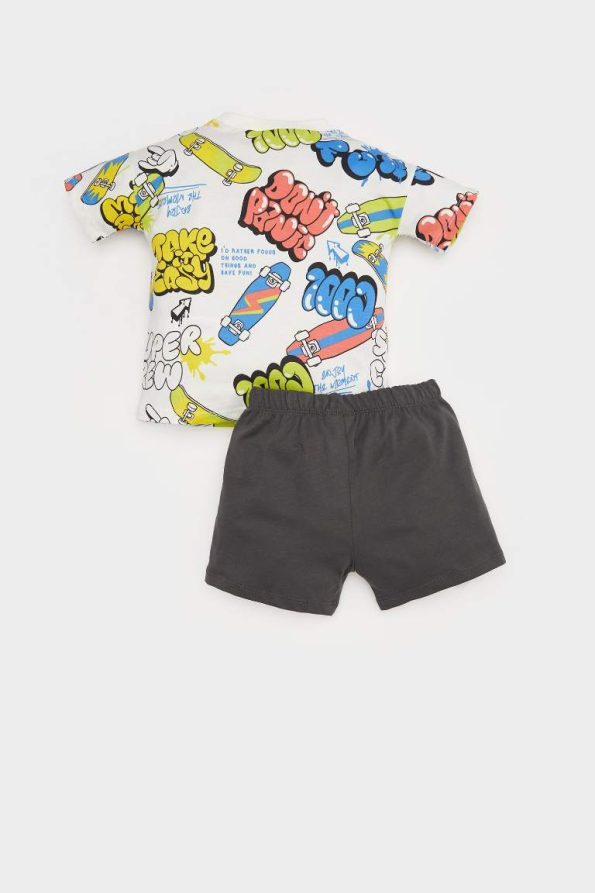 Boys' 2-Piece Skate Print Short Sleeve T-Shirt and Elastic Waist Shorts