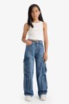 Girls' Wide Leg Cargo Jeans