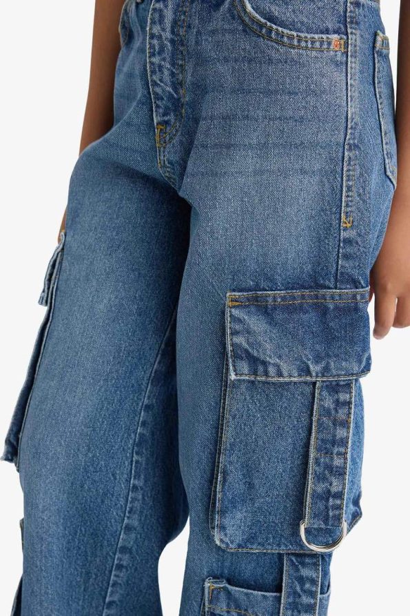 Girls' Wide Leg Cargo Jeans