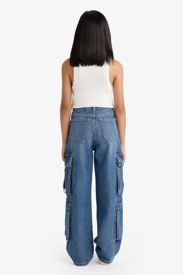 Girls' Wide Leg Cargo Jeans