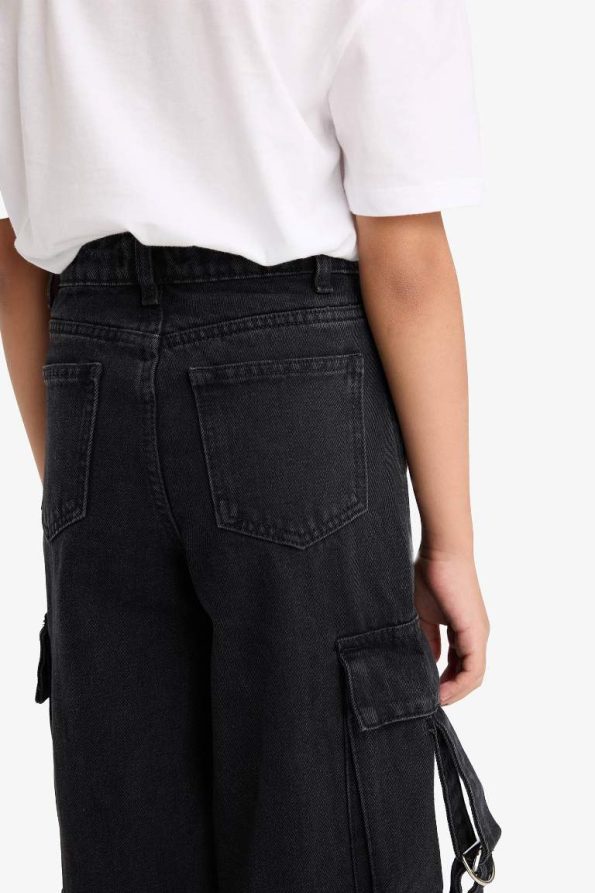 Girls' Wide Leg Cargo Jeans