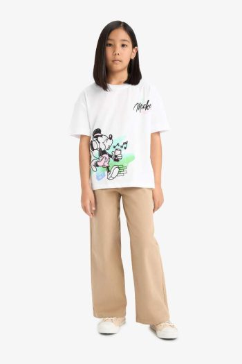 Girls' Wide Leg Cotton Trousers