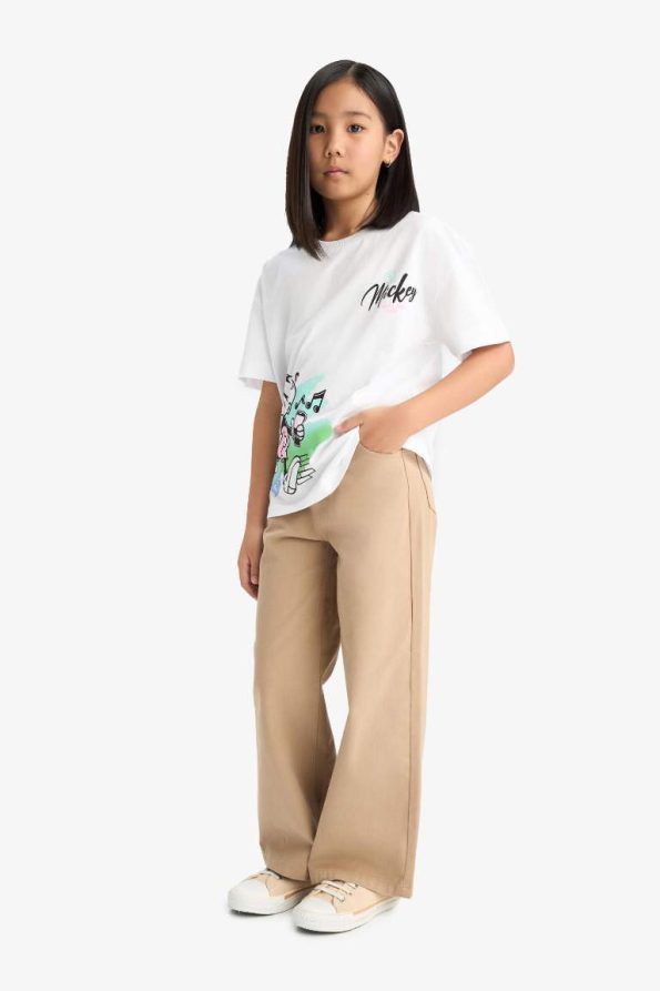 Girls' Wide Leg Cotton Trousers
