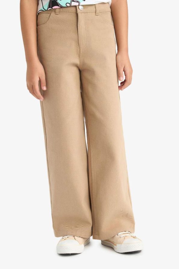 Girls' Wide Leg Cotton Trousers