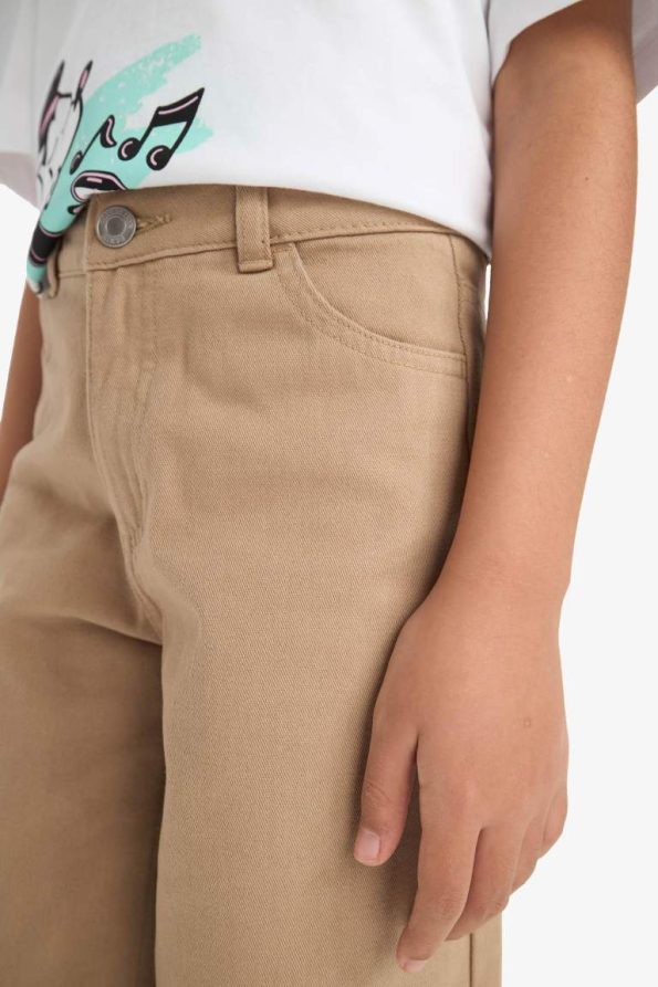 Girls' Wide Leg Cotton Trousers