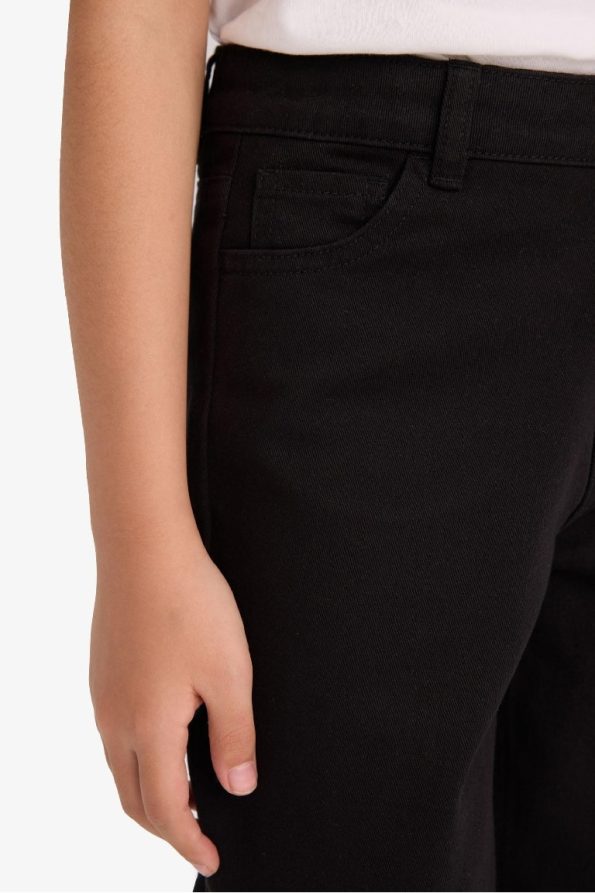 Girls' Wide Leg Cotton School Trousers